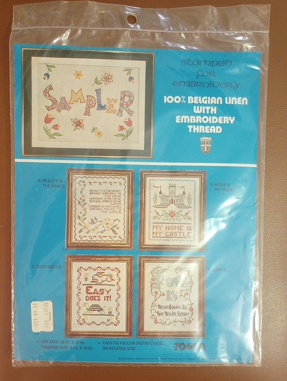 NWT Vogart Crafts Stamped Cross Stitch Sampler Kit #7062A. Beauty in the Heart